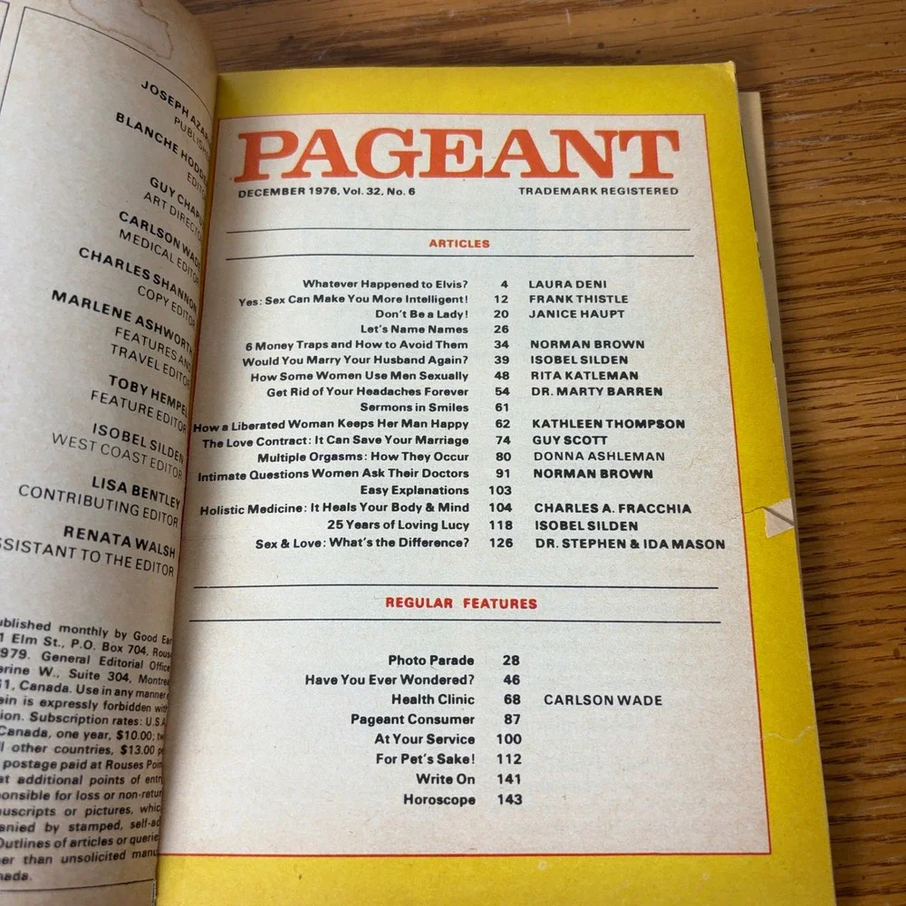Vintage Pageant Magazine December 1976 Elvis Presley Cover 70s Pop Culture News